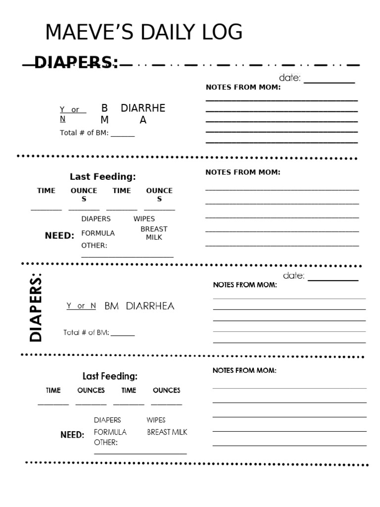 Daily Diaper Log for Maeve | PDF