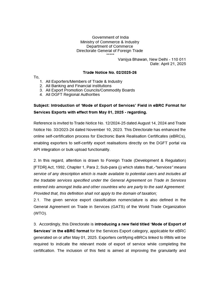 New eBRC Format for Service Exports | PDF | Payments | Receipt