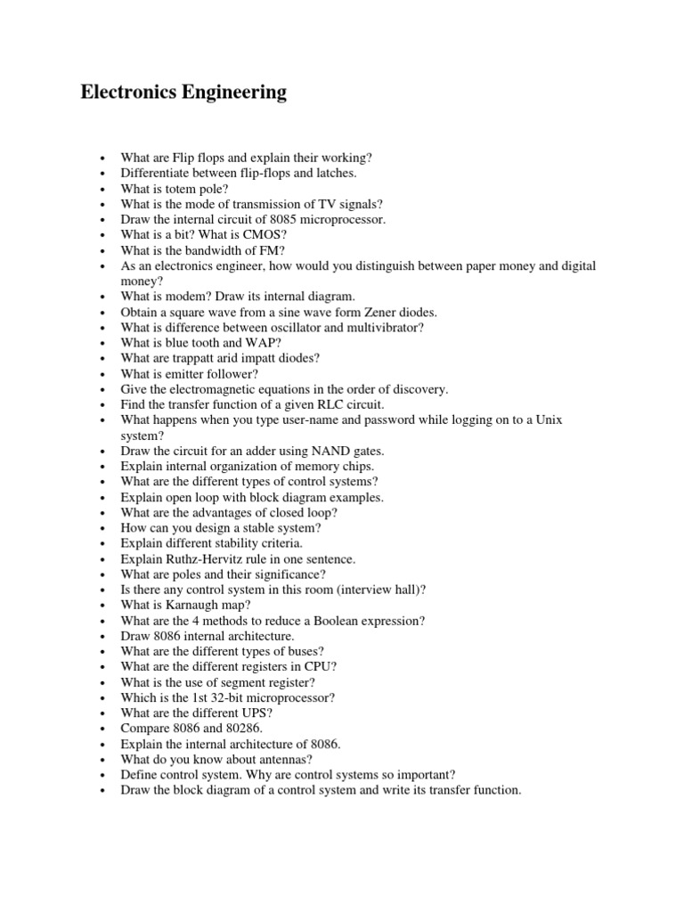 Electronics Engineering Interview Guide | PDF | Operational Amplifier ...