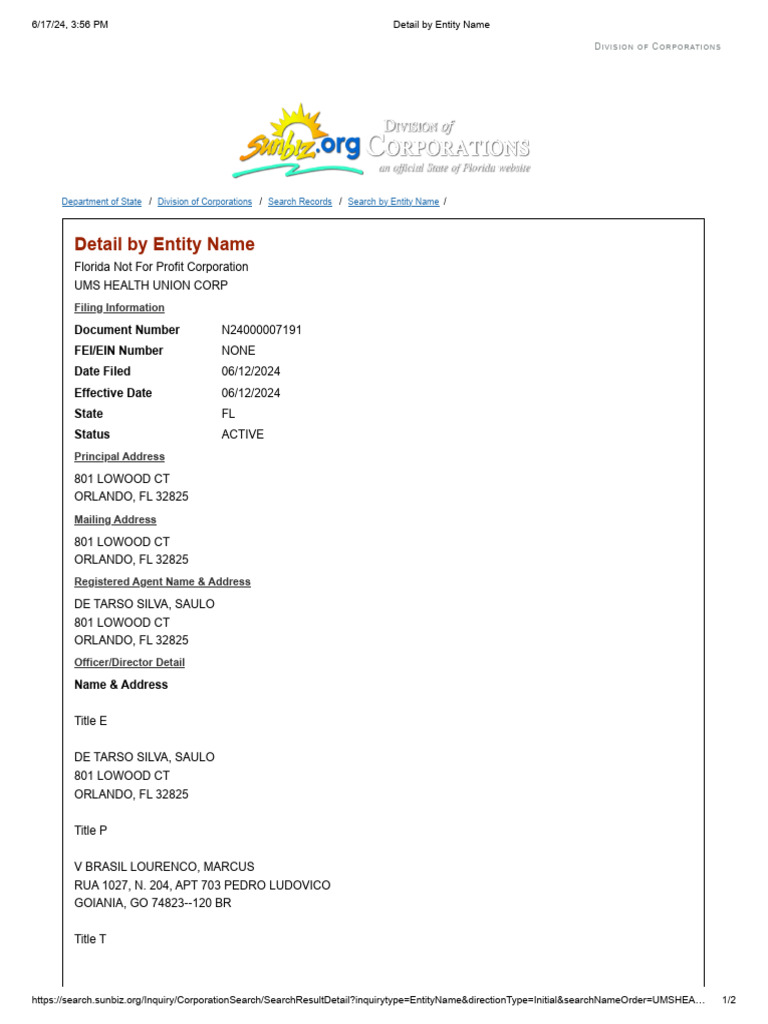 UMS Sunbiz Page[1] | PDF
