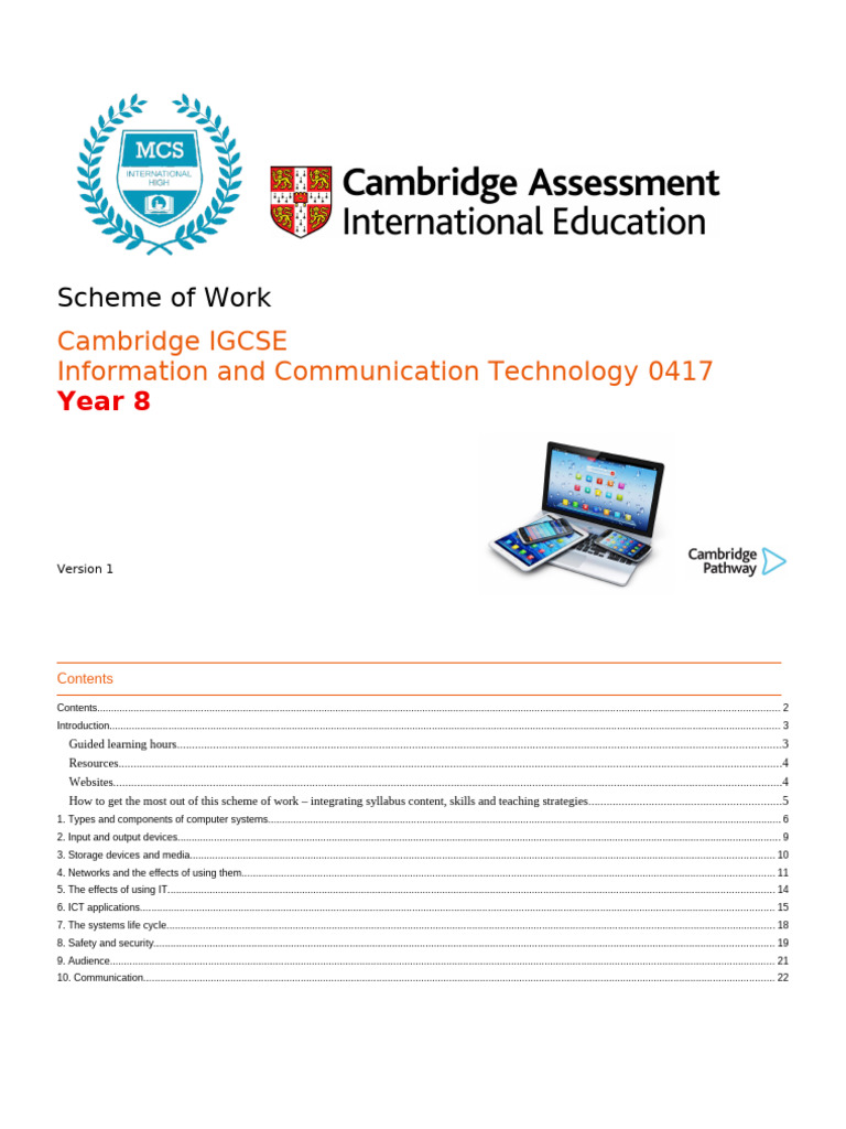 Year 8 ICT IGCSE Scheme of Work | PDF | Learning | Educational Technology