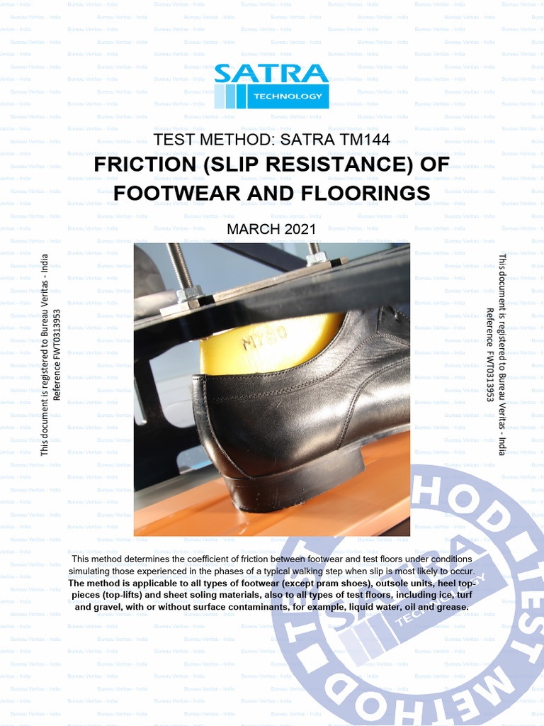 SATRA TM144: Footwear Slip Resistance Test | PDF | Friction | Shoe