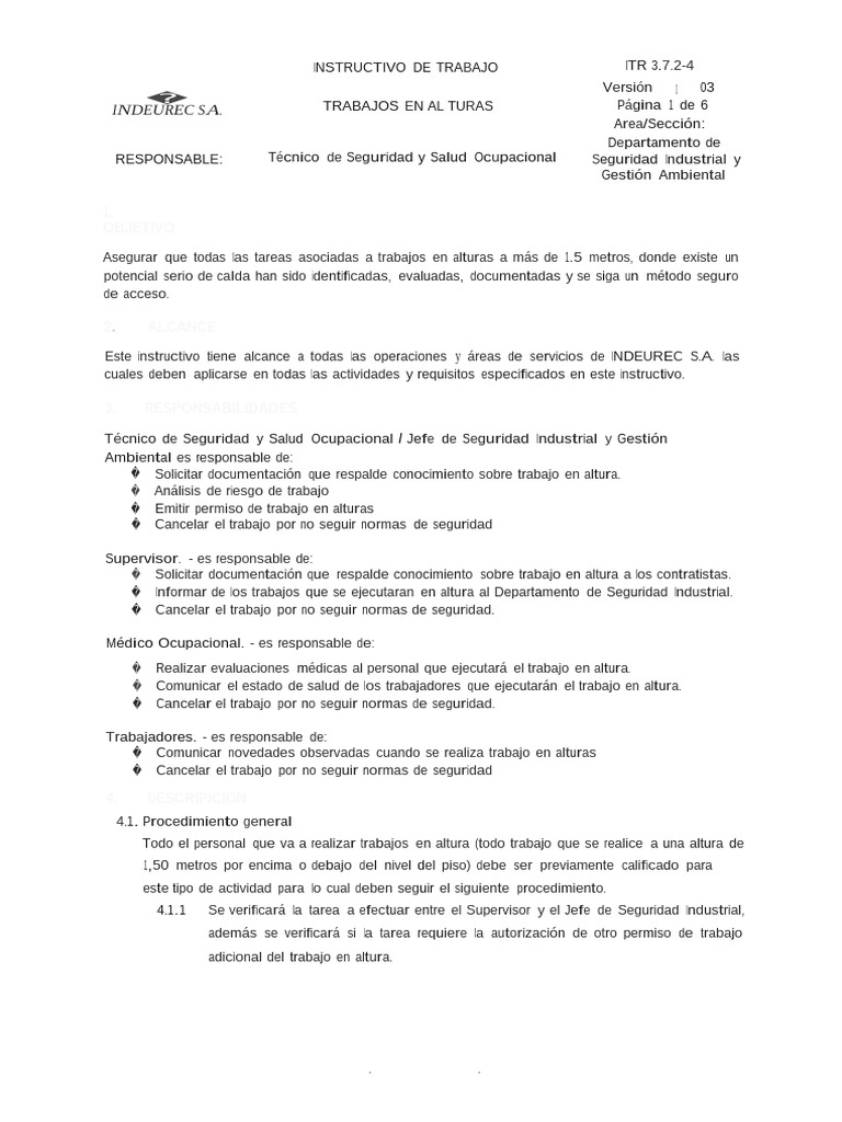 Instructivo para Trabajos en Alturas | PDF | Escalera | Seguridad y ...