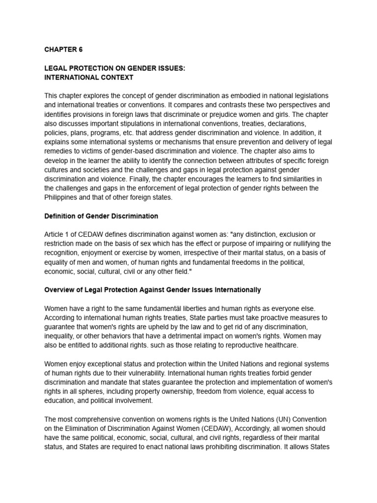 International Legal Protections for Gender Rights | PDF | Gender ...