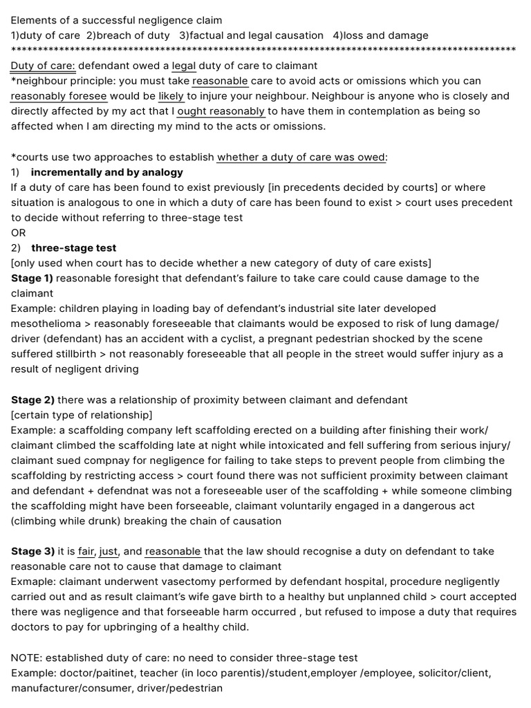 Key Elements of Negligence Claims | PDF | Negligence | Legal Liability