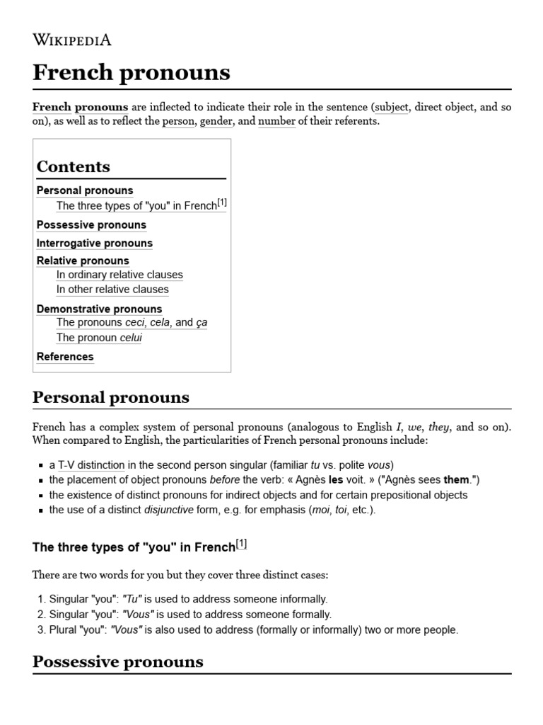 Understanding French Pronouns Explained | PDF | Grammatical Gender ...