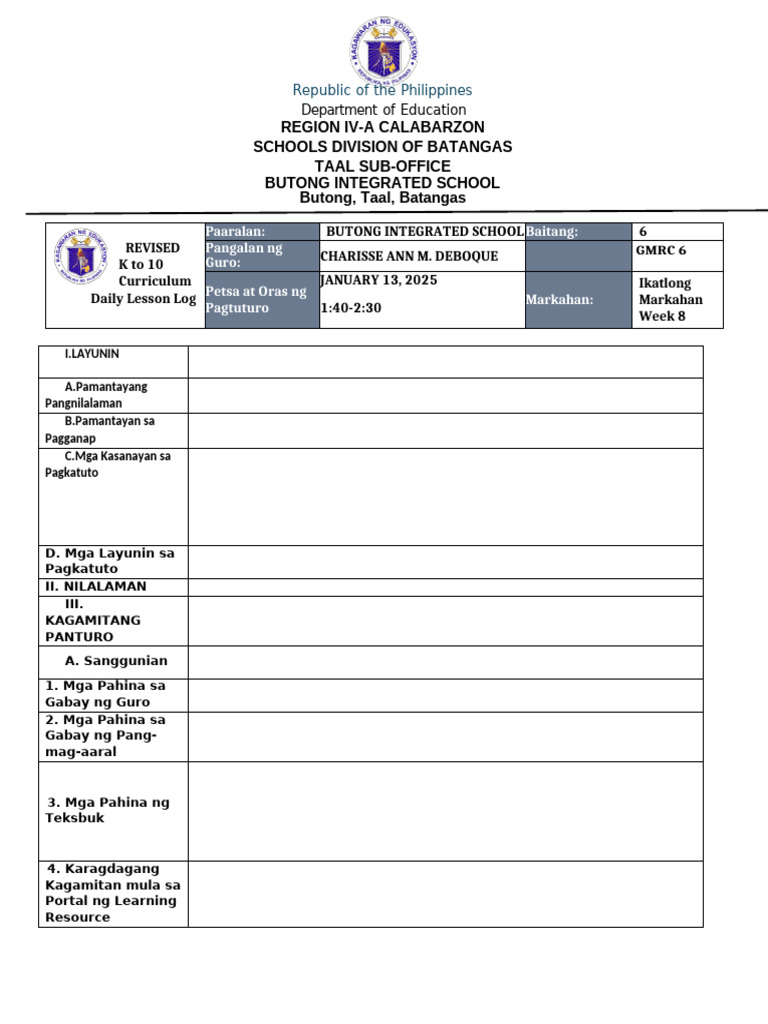 DLL Template | PDF