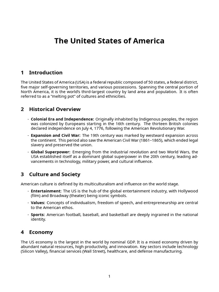 Overview of the United States of America | PDF