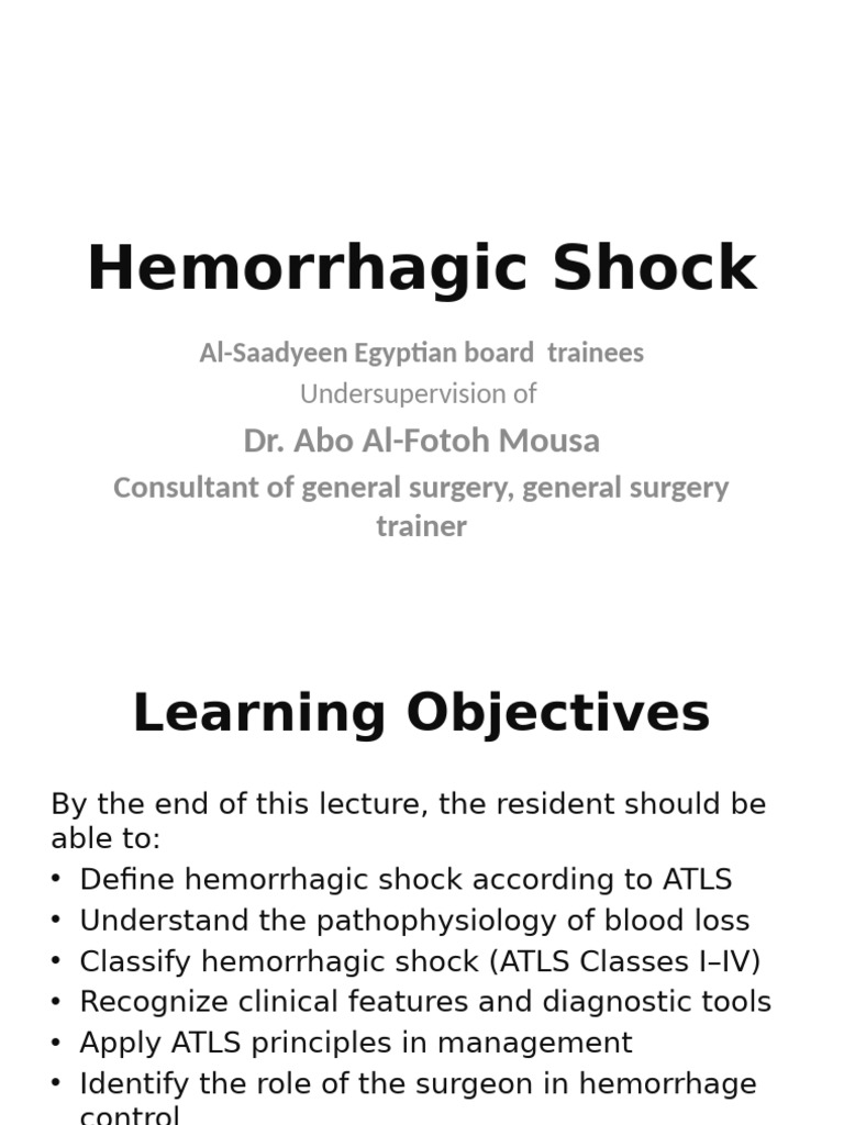 Hemorrhagic Shock | PDF | Shock (Circulatory) | Bleeding