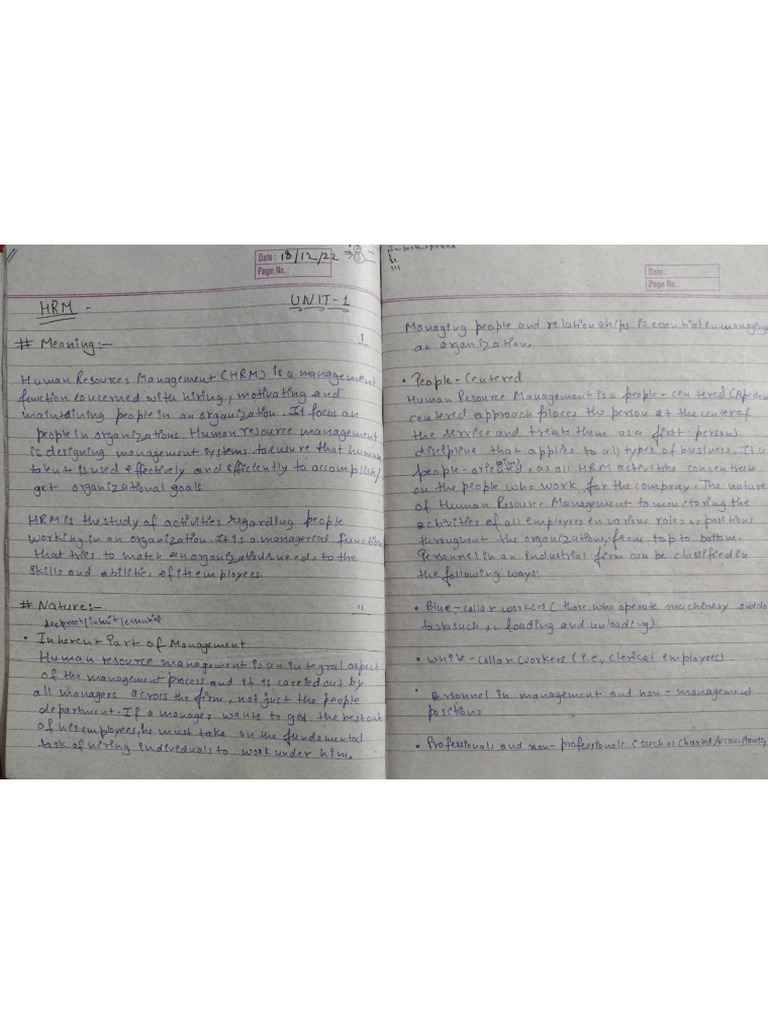 HRM Unit 1 and 2 by Karan | PDF