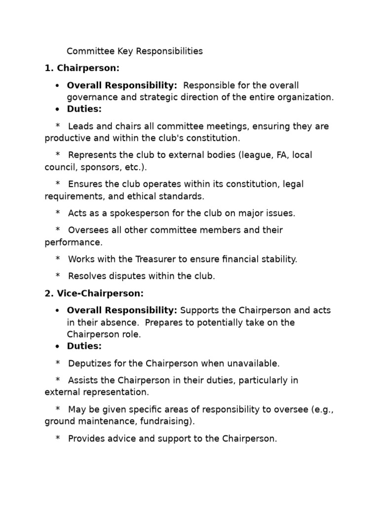 Committee Roles and Responsibilities Guide | PDF | Business