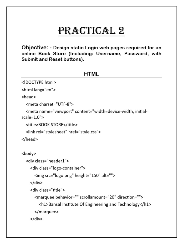 Practical 2 | PDF | Web Development | Human–Machine Interaction