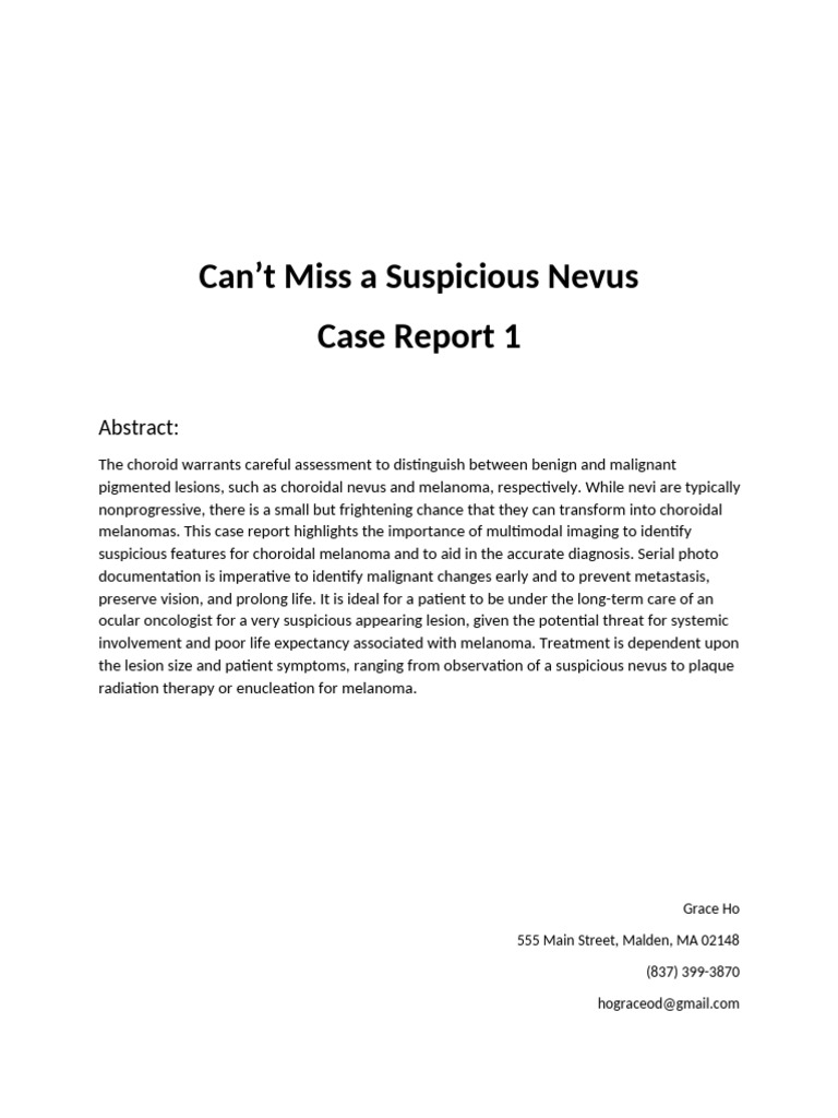 Choroidal Nevus: Case Report Insights | PDF | Melanoma | Medical ...