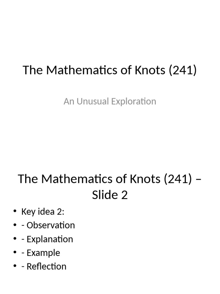 Exploring Knot Mathematics Concepts | PDF