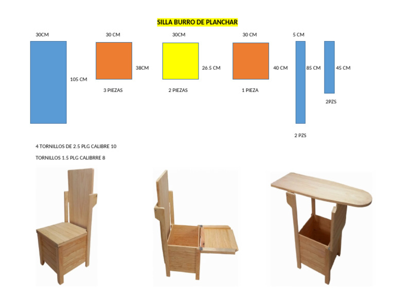 Dimensiones y Piezas de Silla Burro | PDF