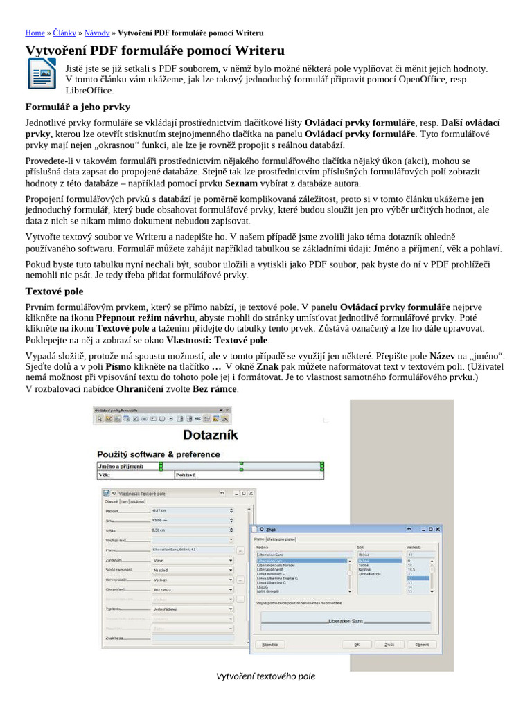 Navod PDF Formular Vo Writteri | PDF