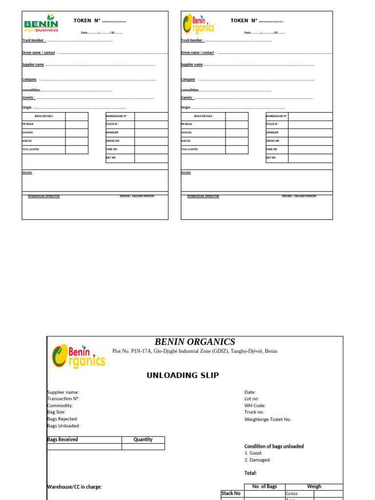 Warehouse Unloading and Quality Slips | PDF