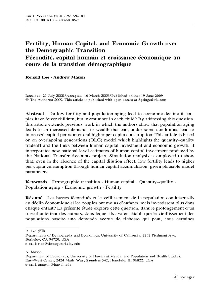s10680-009-9186-x | PDF | Total Fertility Rate | Human Capital