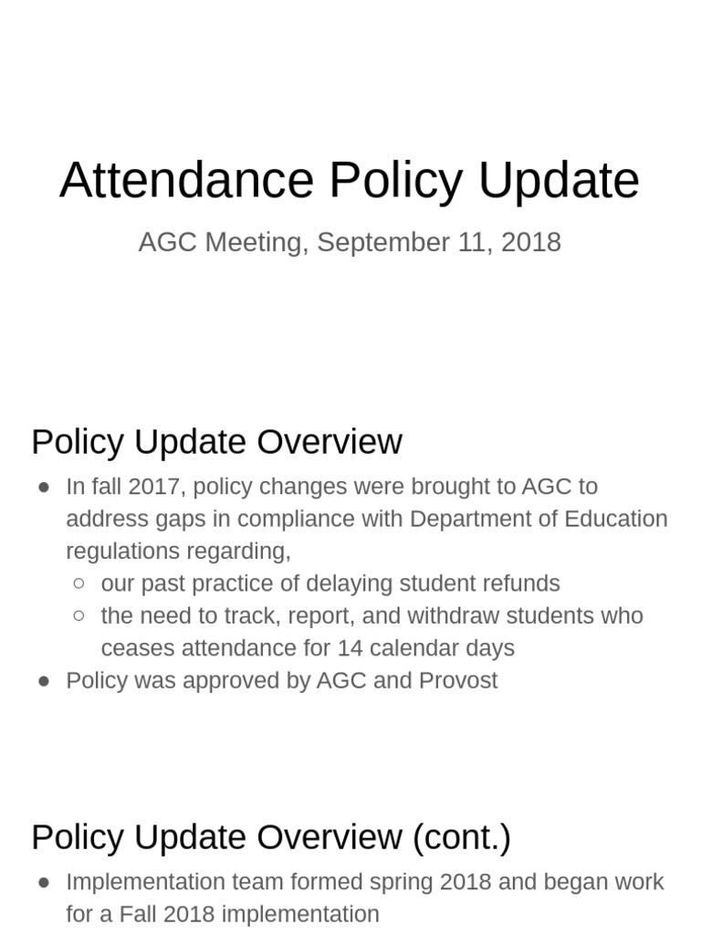 Attendance Policy Update AGC 9 11 18 | PDF