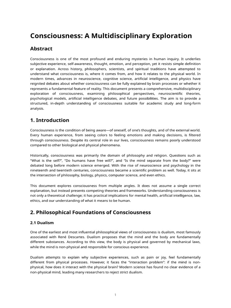 Consciousness! Within the mind of human beings | PDF | Consciousness | Mind