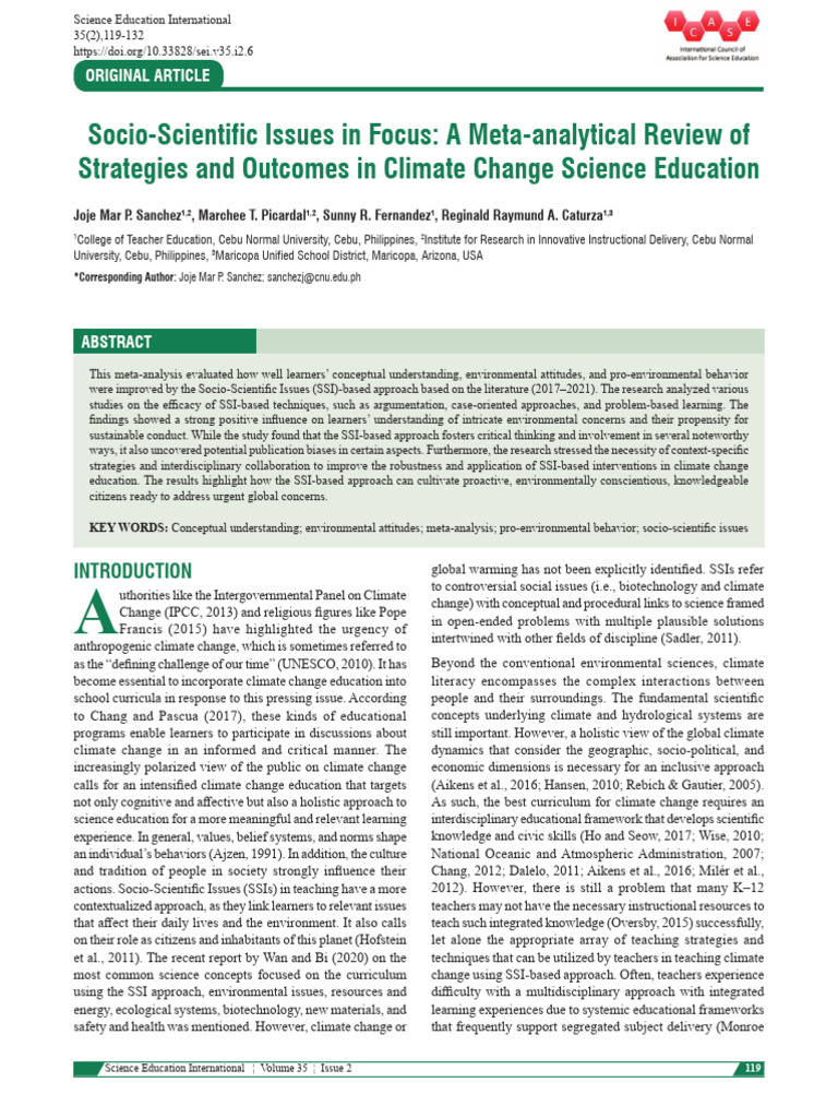 SocioScientific Issues in Focus a Metaanalytical Review of Strategies ...
