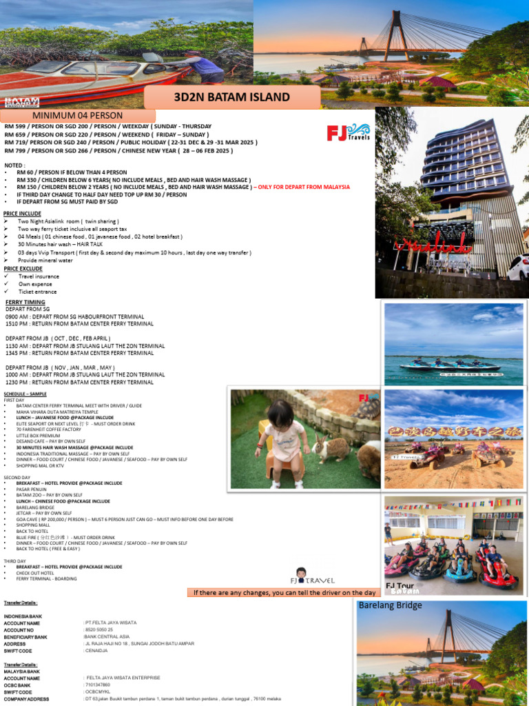 3D2N Batam Island Tour Packages | PDF | Travel Visa | Indonesian Rupiah
