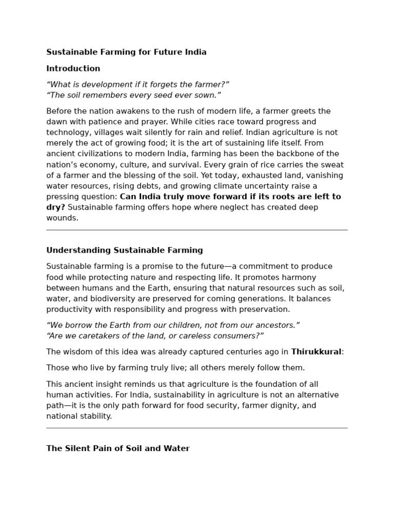 Sustainable Farming for India's Future | PDF | Agriculture ...