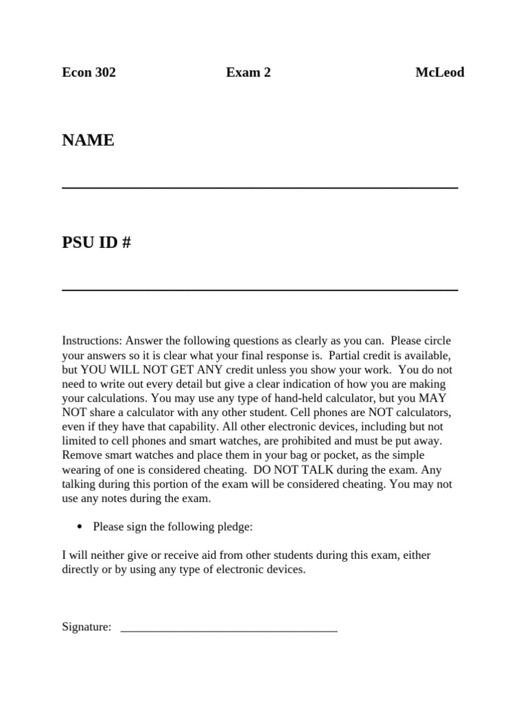 Econ 302 Exam 2 Instructions and Questions | PDF | Economic Equilibrium ...