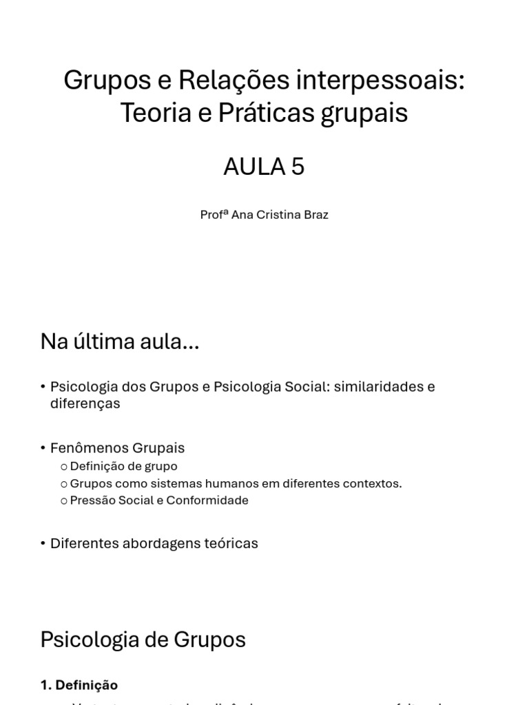 Psicologia e Dinâmica de Grupos | PDF | Terapia Gestalt | Psicologia
