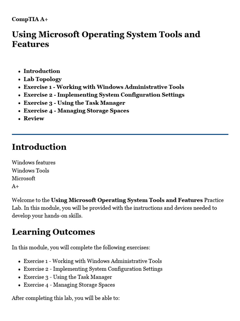 CompTIA A+ Windows Tools Lab Guide | PDF | Booting | Computing