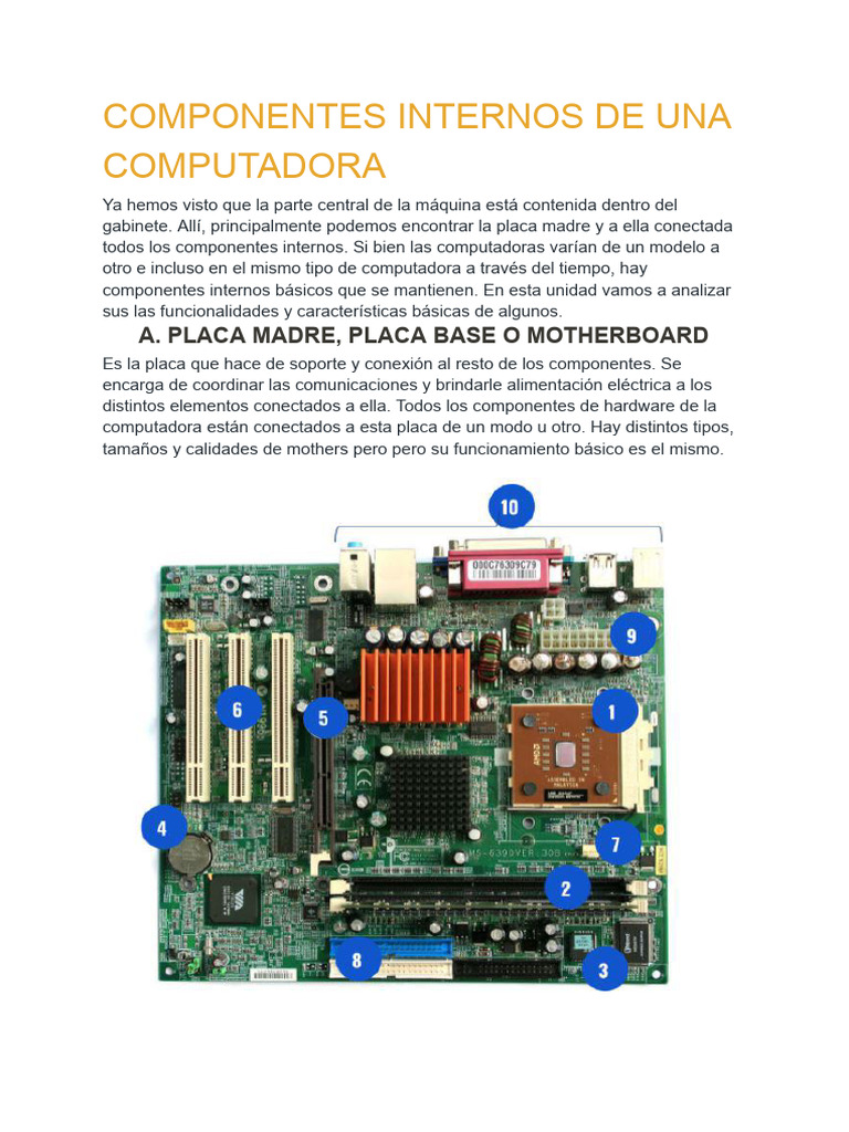 Componentes Clave de una Computadora | PDF | Hardware de la computadora ...