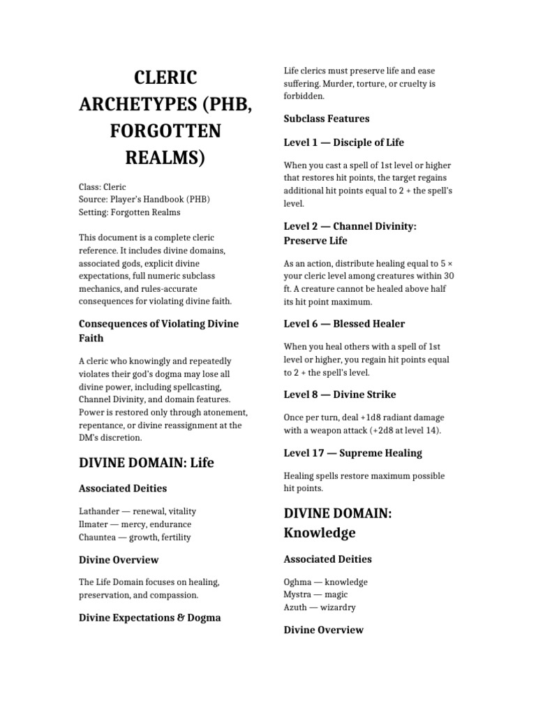 Cleric Archetypes in Forgotten Realms | PDF
