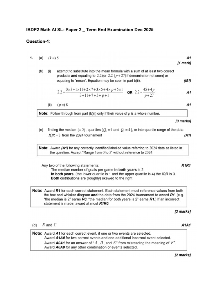 IBDP2 Math AI SL Dec 2025 Exam Paper | PDF
