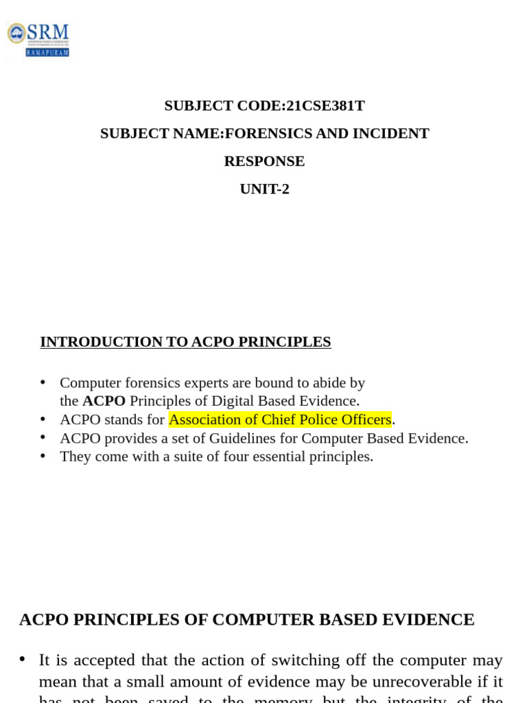 ACPO Principles in Digital Forensics | PDF | Crime Scene | Digital ...
