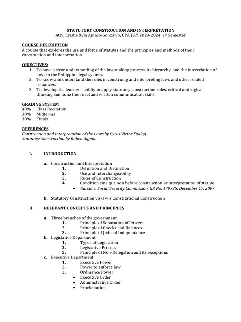 Statutory Construction Principles Guide | PDF | Statutory ...