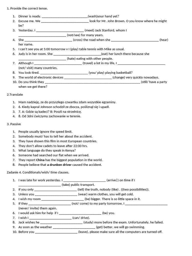 Provide The Correct Tense | PDF