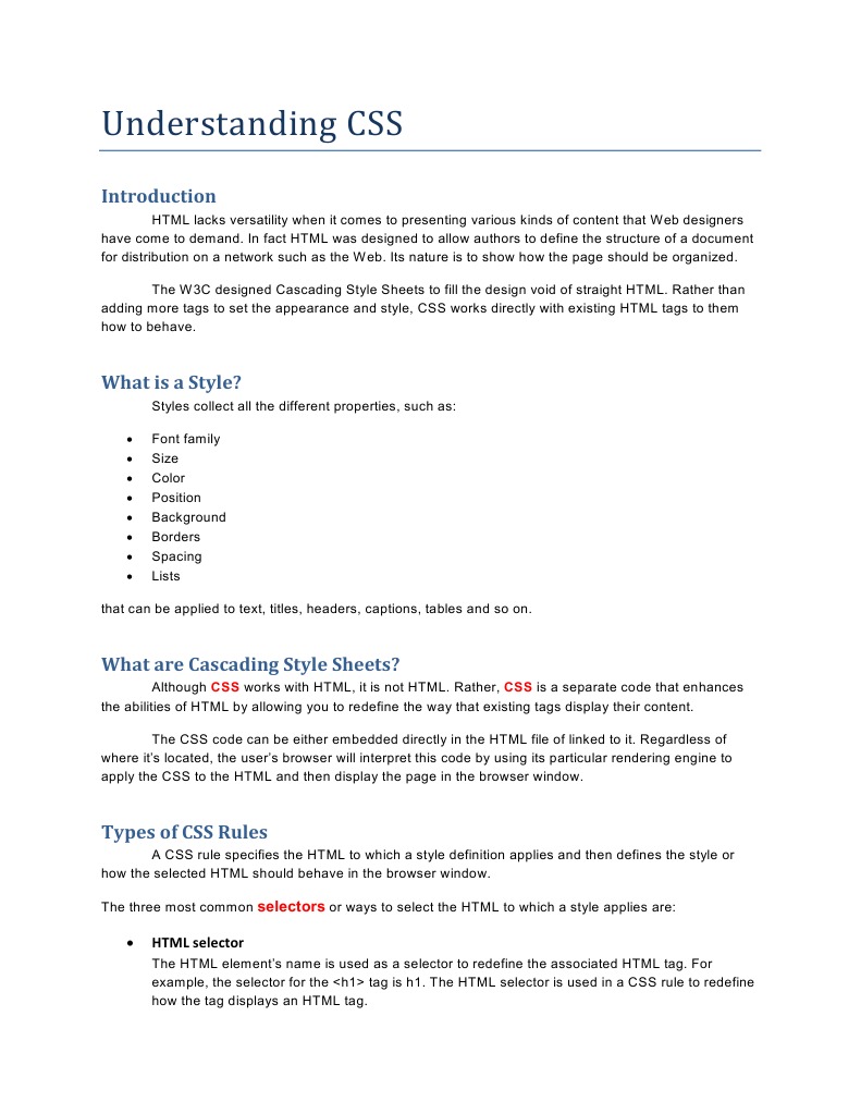 Understanding CSS: - HTML Selector | Download Free PDF | Cascading ...
