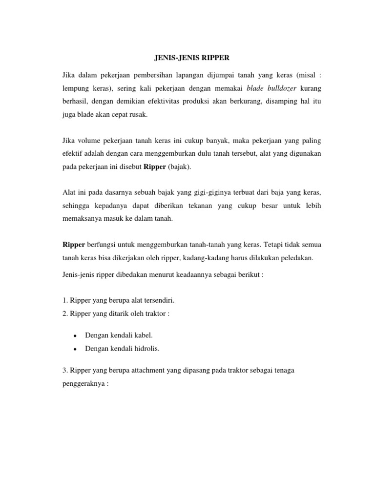 Jenis-Jenis Ripper untuk Alat Berat | PDF | Griya & Taman | Sains ...