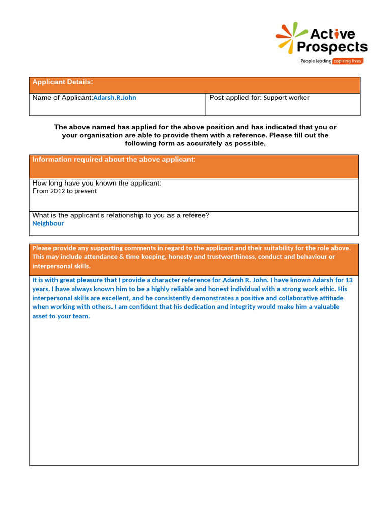 2021.03 - Character Reference Request | PDF