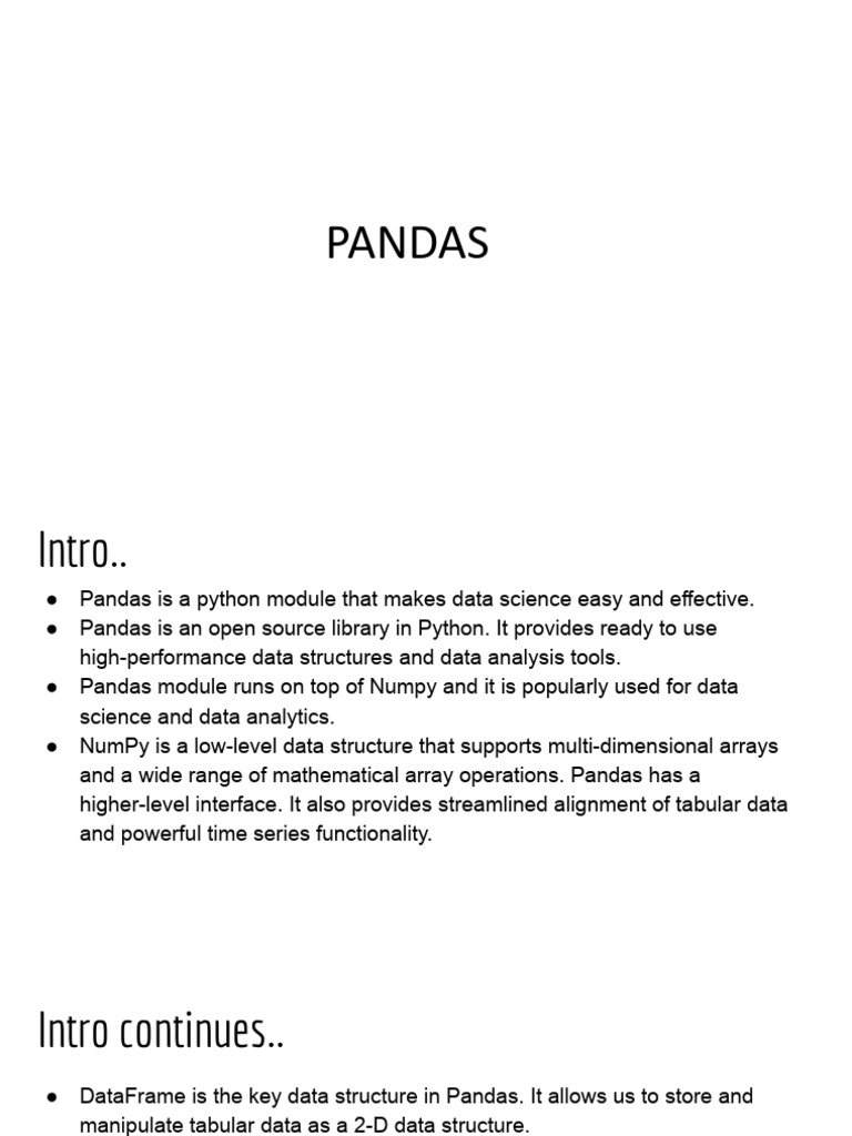 Introduction to Pandas DataFrame in Python | PDF | Computer Programming ...