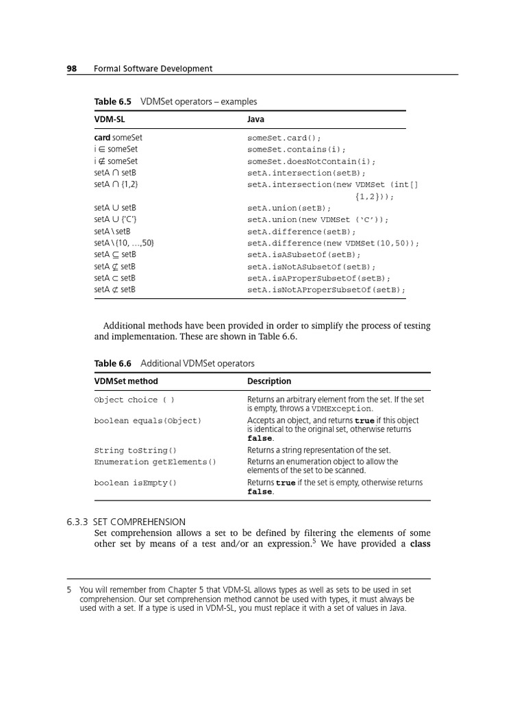Set Comprehension in VDM and Java | PDF | Method (Computer Programming ...