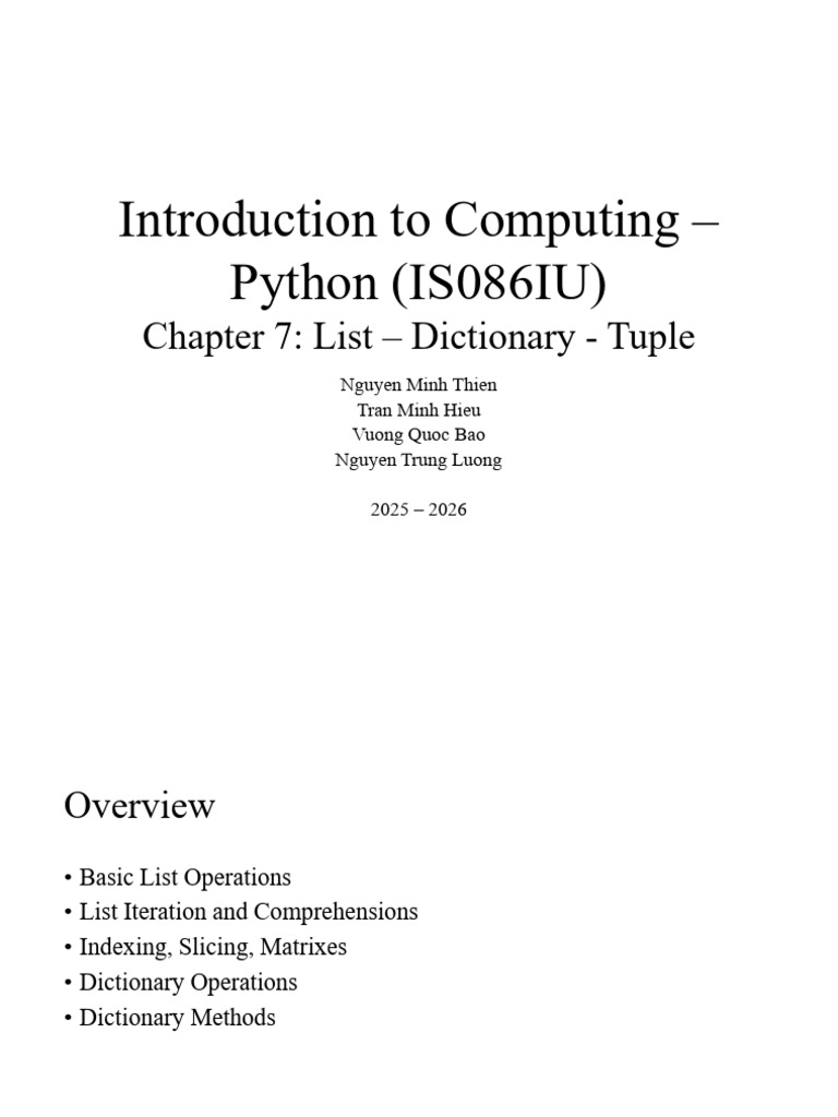 Python Lists, Dictionaries, and Tuples Guide | PDF | Parameter ...