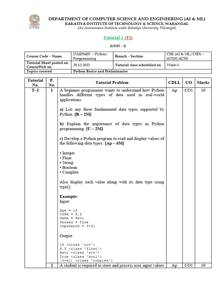 Python Programming Basics Tutorial | PDF | Data Type | Python ...