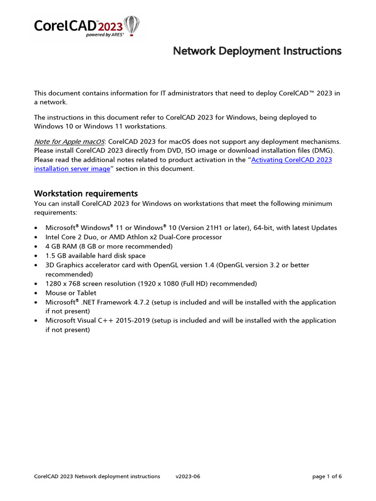 CorelCAD 2023 Network Deployment Guide | PDF | Microsoft Windows ...