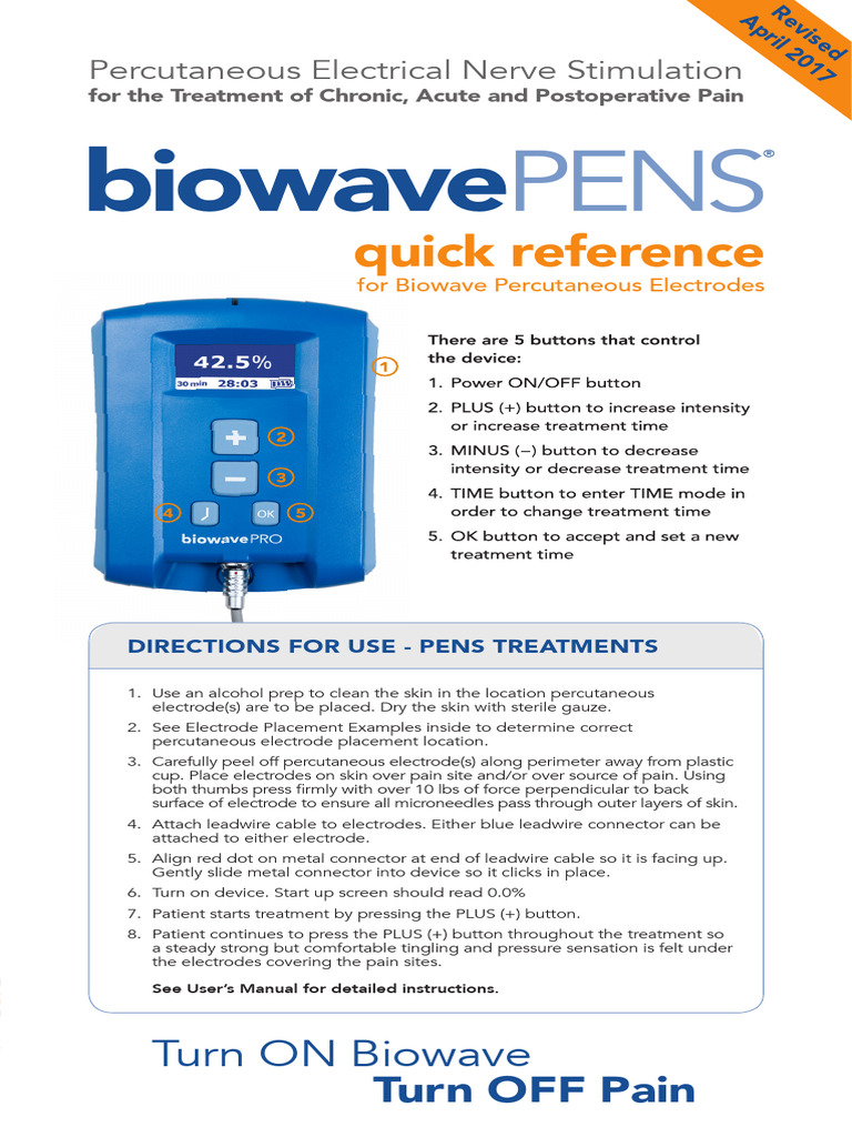 Biowave PENS: Pain Treatment Guide | PDF | Knee | Foot