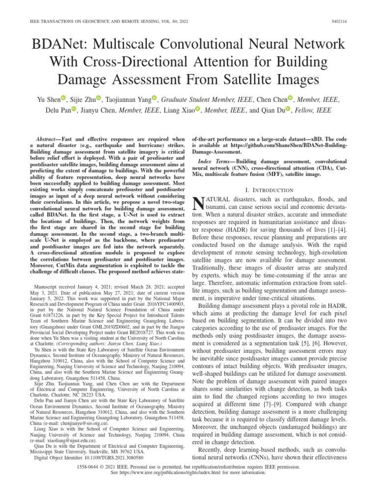 BDANet: Satellite Image Damage Assessment | PDF | Image Segmentation ...