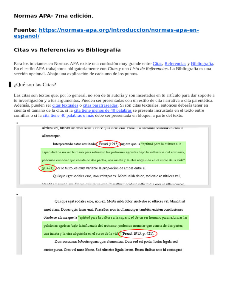 Normas APA: Citas y Referencias Explicadas | PDF | Bibliografía ...