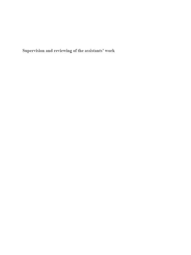 Audit Quality Control and Supervision Guide | PDF | Audit | Auditor's ...