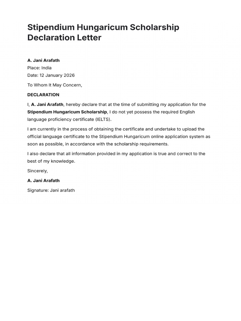 Declaration Missing Language Certificate | PDF