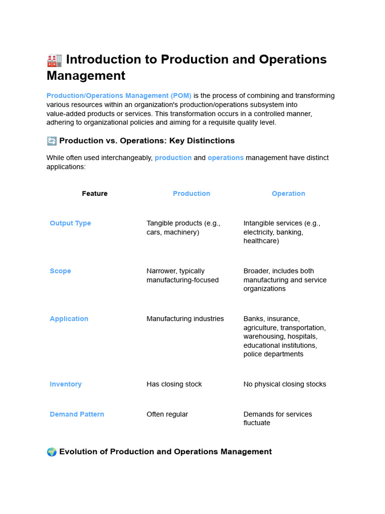 Production and Operations Management Guide | PDF | Supply Chain ...